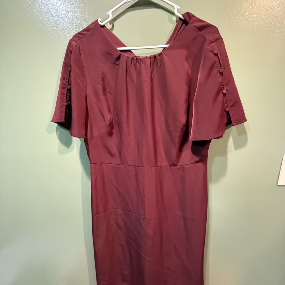 Ann Taylor Factory Rich Burgundy Midi Dress
